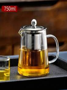 Théière en verre de 18 onces (environ 527,3 grammes), théière transparente en borosilicate, équipée d'un infuseur amovible en acier inoxydable 18/8, théière à fleurs et à feuilles dispersées, convient pour le camping et les voyages (550 millilitres)