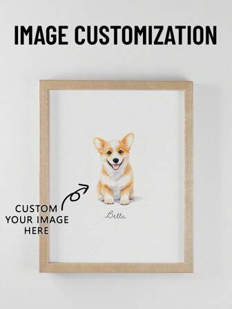 1pc Customized Miniature Watercolor Pet Portrait Poster, Dog Portrait Photo, Pet Painting, Micro Painting, Miniature Art