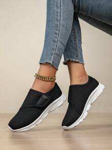 Chaussures de sport à enfiler pour femmes avec lacets réglables, tige en tissu souple, respirante - chaussures de loisir confortables avec semelle en caoutchouc, porter toute la journée