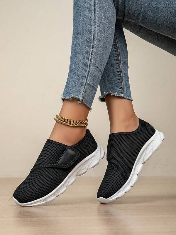 Chaussures de sport à enfiler pour femmes avec lacets réglables, tige en tissu souple, respirante - chaussures de loisir confortables avec semelle en caoutchouc, porter toute la journée
