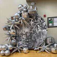 7pcs Disco Ball Balloons, 22 Inch Giant 4D Metallic Silver Disco Balls, Includes Explosion Star Balloons, Polyester Film Foil Balloons, Suitable For 70s 80s 90s Disco Theme Party, Birthday, Christening, Graduation - Silver - View 5