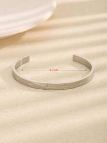 Star Detail Cuff Bangle - Gold - View 7