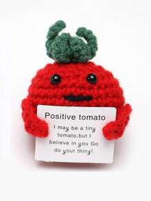 1个手工钩织可爱娃娃摆件，附赠卡片，适用于盆栽植物、卧室、办公室、客厅、家居、景观、汽车、窗户等场所，毛绒娃娃，积极向上，针织填充动物，钩织毛绒娃娃礼物