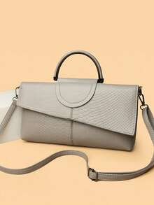Fashionable Versatile Elegant Business Women Vintage Chic Minimalist Alligator Textured One Shoulder Messenger Bag, Suitable For Shopping, Dating, Commuting, Popular New Design Handbag - Multicolor - View 5