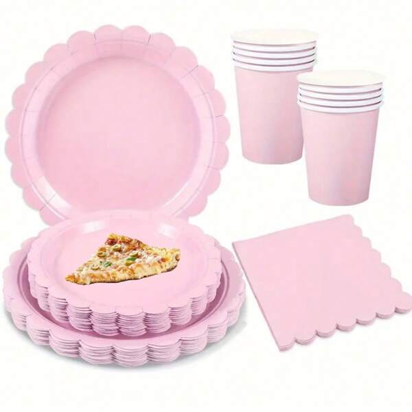 Juego de 24 platos, vasos y servilletas de papel, platos desechables, platos para pasteles y postres, conjunto de vajilla para bodas, compromisos, comidas diarias, cenas, cumpleaños, días festivos, picnics, graduaciones - unicolor: Azul