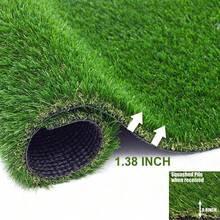 LITA Thick Artificial Grass Turf Lawn 5FT Width Customized Length, 1.38" Indoor Outdoor Garden Lawn Landscape Synthetic Grass Mat Fake Grass Rug - 綠色 - 查看 2