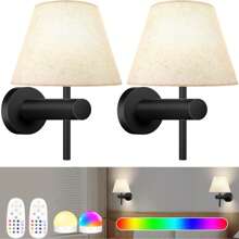 Lampe murale sans fil et rechargeable, 12 RGB Lampe murale avec chargement sans fil et télécommande, Lampe murale sans fil à intensité réglable, Ampoule de veilleuse magnétique pour chambre à coucher et salon