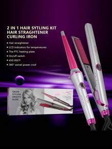 1 conjunto de alisador e modelador de cabelo multifuncional com plugue UE, temperatura ajustável de 450-950 °F, rotação de 360 °, modelagem suave e sem danos, alisamento e ondulação 2 em 1, adequado para uso diário