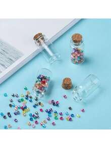 2pcs Clear Glass Jars With Stopper, Beads Storage Containers Best Gifts Birthday Graduation