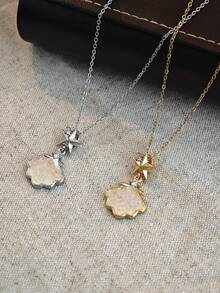 1 Pc Simple Cute Flower Star Pendant Necklace, Suitable For Women, Daily Wear And Halloween Gift - Flower Pentagram Necklace - View 1