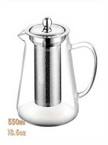 Théière en verre de 18 onces (environ 527,3 grammes), théière transparente en borosilicate, équipée d'un infuseur amovible en acier inoxydable 18/8, théière à fleurs et à feuilles dispersées, convient pour le camping et les voyages (550 millilitres)