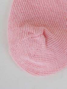 5 đôi tất cổ cao màu trơn có gân cho trẻ em, tất cotton mềm mại, thoáng khí, dài đến giữa bắp chân cho bé trai và bé gái, tất mặc hàng ngày dễ phối đồ. - Nhiều màu - Xem 4