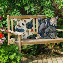 2pcs Outdoor Decoration Pillowcase, Bird And Lotus Waterproof Bench, Balcony Throw Pillowcase, Square, Personalized Wedding Birthday Gift, Beach Sofa, Garden Decoration, Single Side, No Pillow Core