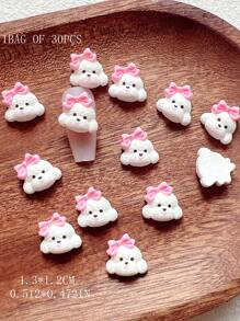30 Pcs Cute Teddy Dog Shaped Resin Nail Art 3D Decorations
