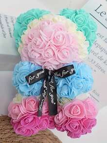 2/1pc, 9.25*15.5inch Rose Bear Figurine Mini Foam Bear Cute Home Decor, Romantic Artificial Flower Design, Suitable For Mother's Day, Father's Day, Graduation, Valentine's Day, Wedding Party, Birthday, Window & Tabletop Decor, Perfect Gift For Family & Friends - Multicolor - View 11