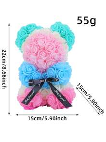 2/1pc, 9.25*15.5inch Rose Bear Figurine Mini Foam Bear Cute Home Decor, Romantic Artificial Flower Design, Suitable For Mother's Day, Father's Day, Graduation, Valentine's Day, Wedding Party, Birthday, Window & Tabletop Decor, Perfect Gift For Family & Friends - Multicolor - View 15