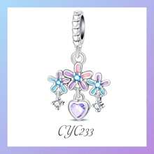 1 pieza Colgante de plata de ley 925 Flor de ensueño: DIY Colgante de gema de color con amor