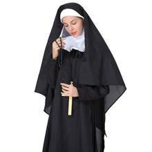 Adult Medieval Cross Nun Dress Vintage Renaissance Female Religious Costume Halloween - Black - View 4