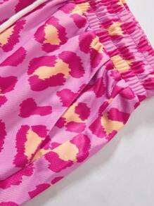 Pantalones cortos para hombre con estampado de bloques de color y leopardo, adecuados para uso en la calle, al aire libre y de vacaciones