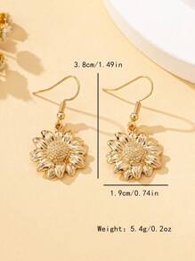 1 Paar Modeschmuck Ohrringe für Frauen, minimalistisch & elegant Sonnenblume Anhänger Ohrringe in Retro-Silber, geeignet für den täglichen Gebrauch und den Urlaub