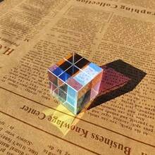 迷你 K9 水晶光学玻璃 X-Cube 魔方阳光捕手玩具：棱镜 RGB 组合器分配器，装饰艺术摄影道具魔方玩具礼物，