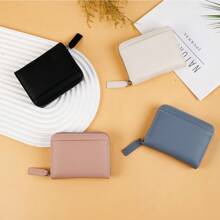1pc Japanese Style Compact Coin Purse, Minimalist Fashion Large Capacity Women Wallet, Lichee Texture Zipper Accordion Card Holder, Suitable For Girls, Ladies, Office Workers And White Collars, Great For Work, Business Trip, Commute, Outing, Travel