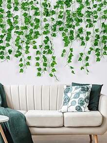 24/36/12 szt. 6,89 stopy Sztuczne Pnącza Bluszczowe, Wianek z Bluszczu, Zielone Rośliny, Wiszące Pnącze, Realistyczne Sztuczne Liście Fikusa, Sztuczna Zieleń Do Domu, Ogrodu, Biura, Balkonu