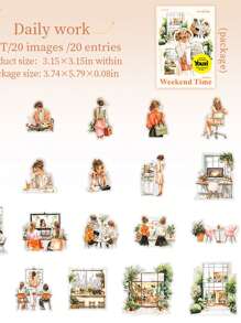 20pcs/Pack Vintage Waterproof Book-Themed PET Stickers, Decorative Reading Corner Stickers, Scrapbooking Sticker Pack, Diary Journal Stickers Back To School