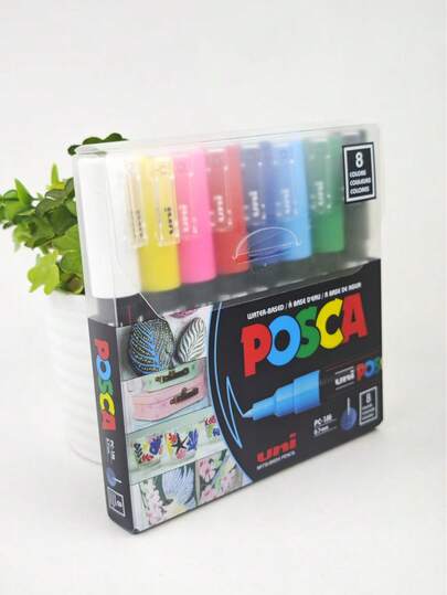 طقم أقلام تحديد الألوان الجديدة من يونيفرسال، وقلم واحد PC-1M مائي الألوان دائم الأكريليك لفن الغرافيتي ولوازم المدرسة