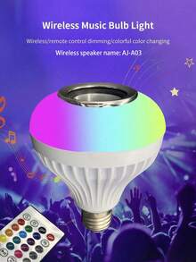 Bombilla de luz musical inalámbrica Bombilla de luz LED Controlador remoto inteligente con sonido Bombilla de luz de escenario colorida - Blanco - Ver 2