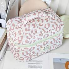 Fashionable Pink Leopard Print Cosmetic Organizer Bag, Large Capacity Portable Travel Toiletry Pouch, Multi-Function Makeup Bag, Gift For Holidays, Back To School, Conferences, Parties, Home, Festivals Bag,Room Decor, Bags,Makeup Bag,Vanity,Travel,Make Up Bag,Travel Essentials,Organizer,Storage,Travel Essential,Makeup Organizer,Makeup Bags,Make Up Organizer,Organiser,Toiletry Bag,Desk Organiser,Cosmetic Bag,Makeup Pouch,Make Up Organize,Vanity Accessories,Make Up Pouch,Make Up Bags - Pink - View 5