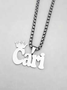 1件金银定制个性化不锈钢项链，定制皇冠和名字吊坠项链，字母标签吊坠项链，适合男士，生日/父亲节礼物，金色、玫瑰金时尚，秋季时尚，复古，男女皆宜，简约，休闲，潮人，哥特，朋克定制，个性化休闲，可爱，定制，送给他的理想礼物，送给她的理想礼物，男朋友，女朋友，爸爸，妈妈，家人，朋友，周年纪念日，生日，毕业典礼，舞会，派对，定制时尚文字项链，别致秋季，新年魅力 - 彩色 - 查看 10