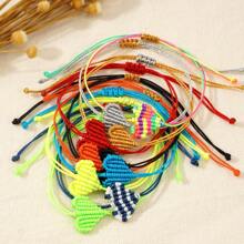 1pc Handmade Boho Style Multicolor Beaded Heart Bracelet Jewelry - Suitable For Daily Wear Or As Festival Gift - Suitable For Parties And Beach Vacation