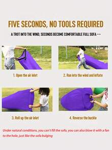 1pc Ultra-Portable Inflatable Camping Sofa | 5-Second Instant Setup For #VanLifeEssentials & #SpringBreak2025 | Lightweight Beach, Hiking Gear With Storage Bag | Durable Ripstop Polyester | 5 Colors ,Purple, Blue, Red, Green, Black(With The Help Of An Electric Fan You Can Quickly Fill The Sofa)