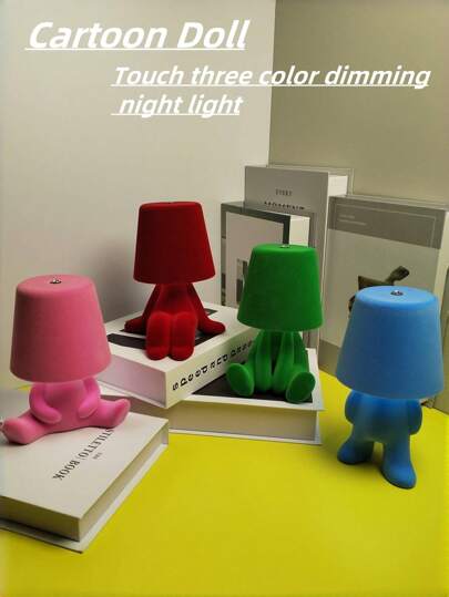 1 szt. Kolorowa kreatywna flokowana dekoracja biurka, lampa atmosferyczna, dekoracja sypialni i salonu, lampa prezentowa LED z funkcją ściemniania dotykowego, lampka nocna z możliwością ładowania przez USB, lampa dekoracyjna do baru restauracyjnego, lampa figurkowa, odpowiednia do szafki, stojaka pod telewizor, regału na książki