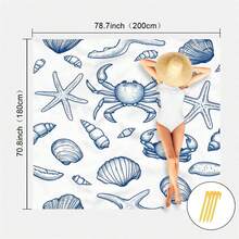 1 件海洋元素印花沙滩垫，防水防沙超大沙滩垫，轻便，适合成人旅行、露营和野餐 - 彩色 - 查看 17