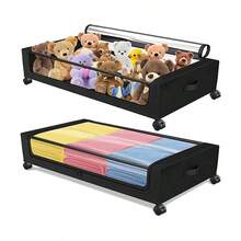 1pc Under Bed Storage Box With Wheels And Lid - Metal Storage Bin, Space Saving Organizer For Clothes, Beddings, Shoes, Blankets And Toys, Nefeya Classic Rectangle Plastic Storage Container With Flip-Top Lid, Multipurpose Space Saving - Multicolor - View 17
