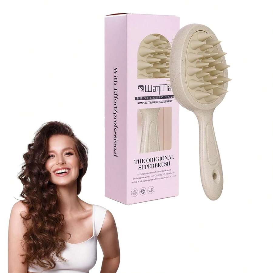 Brush For Curly Hair For Women Detangling Defining Dual Head Scalp Massage Brush For Frizz Free Curls Long Handle Suitable For All Hair Types Home - Pink - View 1