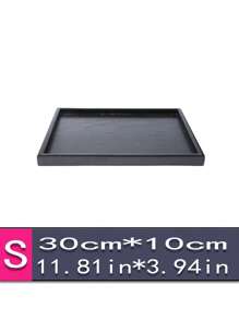 1pc Black Wooden Tray, Suitable For Food, Cakes, Salads, Fruits, Sushi, Drinks, Steaks, Pizzas, Cereals, Matte Textured Surface, Serving Platter For Cafes, Home, Desserts, Tea, Bread, Snacks And Cups