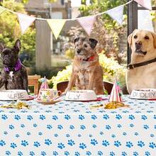 1 件/3 件粉色小狗爪子塑料一次性桌布 108*54 英寸，适用于宠物主题派对装饰、猫狗生日派对、派对用品、宠物淋浴派对装饰，采用 PE 材料制成。