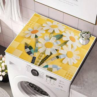 1pc Floral Print Dust Cover Mat, Made Of Polyester Material Suitable For Washing Machine And Dryer Top