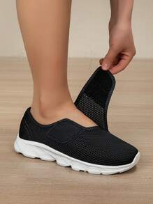 Chaussures de sport à enfiler pour femmes avec lacets réglables, tige en tissu souple, respirante - chaussures de loisir confortables avec semelle en caoutchouc, porter toute la journée
