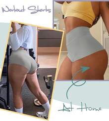 Women's High Waist Yoga Booty Shorts Workout Spandex Dance Hot Pants Butt Lifting Leggings Rave Outfits Customized Christmas New Year - 淺灰色 - 查看 6
