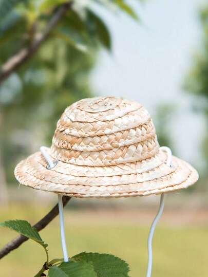 Pet Summer Straw Hat Headpiece, Dog Cat Sun Protection Hats