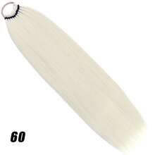 Extensions per coda di cavallo dritta in materiale sintetico da 24 pollici con fascia di gomma elastica, colori biondo, marrone e nero, per le donne per uso quotidiano e feste