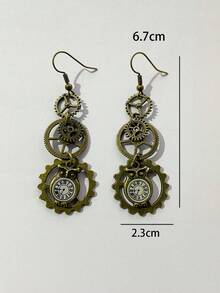 1 Pair Steampunk Style Gear Earrings, Minimalist & Practical Multi-Function - Multicolor - View 3
