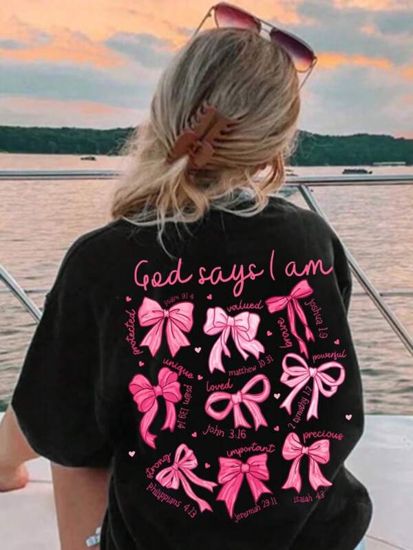 Tween Girl Cartoon Bow Print Grafische T-shirts voor Meisjes met Korte Mouwen, Tween Girl's Zomer Tops Crewneck Shirt Blouse