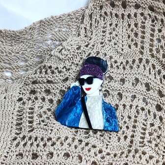 1pc Unique Acrylic Office Worker Handmade Stylish Clothing, Bag, Accessory Brooch