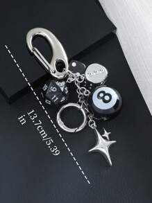 Handmade Y2K Style Destiny Dice Keychain With 8 Ball Pendant - Unisex Subculture Bag Charm & Fashion Accessory Cross