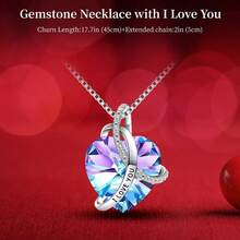 Preserved Real Red Rose With L Love You Necklace Eternal Forever Flowers Rose Birthday Gifts For Women Her Mom Wife Girlfriend Grandma On Valentines Mothers Day Christmas Anniversary Romantic-Red - Purple - View 4